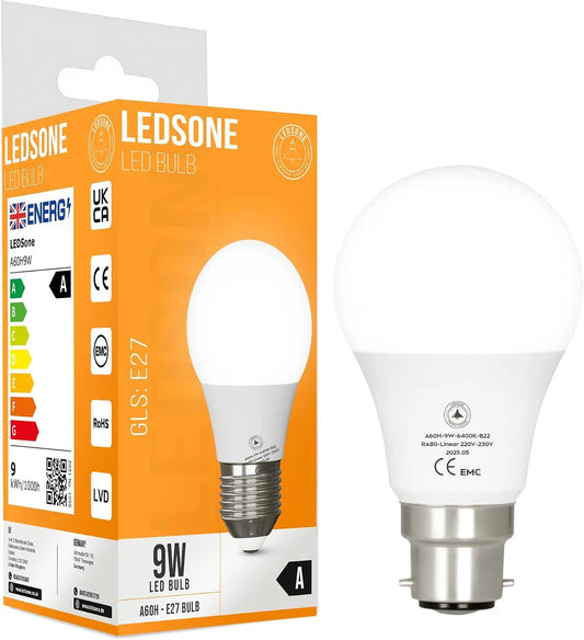 9W LED A60 Bulb B22 Bayonet Cap ~6877