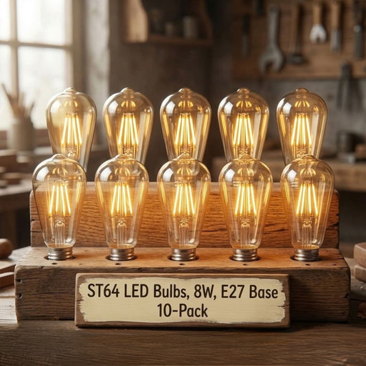 8W 10-Pack E27 LED Edison Bulbs – Dimmable Vintage Amber Glass ~4174