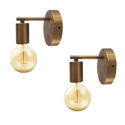 Yellow Brass Industrial Wall Sconce Light Fixture E27 | 2 Pack ~1619