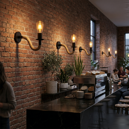 Adjustable Hemp Rope Swan Neck Wall Lamp | Industrial Vintage Sconce ~4550