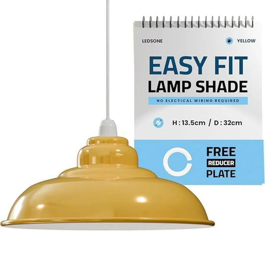 Yellow Gloss Semi Curvy Metal E27 Fit Pendant Lamp Shade~1091