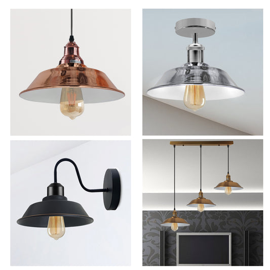 2 Pack Industrial Curvy Metal Easy fit Lamp Shade ~5576