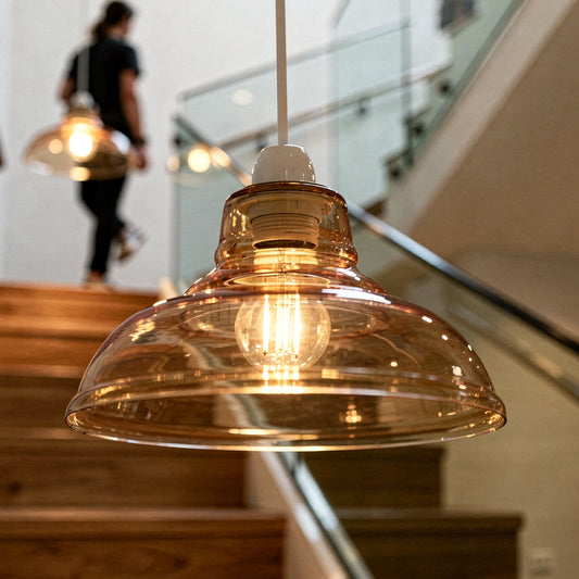 Vintage Lampshades Amber Glass Ceiling Pendant Light Retro Style~2178