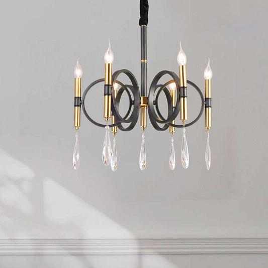 6 Light candle Black & Gold Chandeliers Light