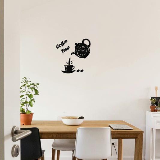 Coffee Cup Teapot DIY Acrylic 3D Decorative Wall Clock ~5415