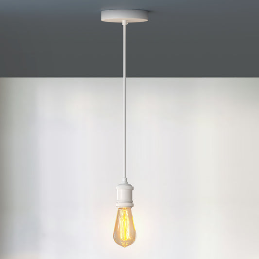 LEDSone Industrial Vintage 1 Outlet White Metal Ceiling Rose 120x25mm~2774