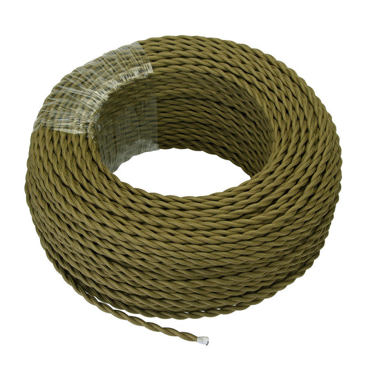 Cable eléctrico trenzado de 3 núcleos, 1 m, 5 m o 10 m, recubierto de tela verde militar, 0,75 mm² ~ 3052