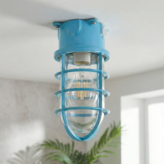 Nautical Bulkhead Flush Mount Ceiling Light Wire Cage E27 ~6546