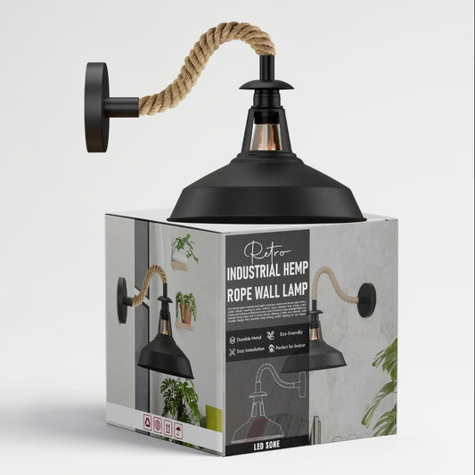 Aplique de pared negro con cuerda de iluminación ~5700