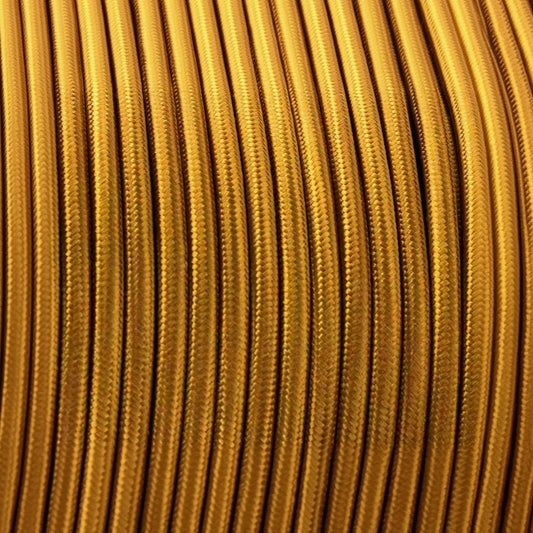 5m 3 core Round Vintage Braided Fabric Gold Cable Flex 0.75mm~4679