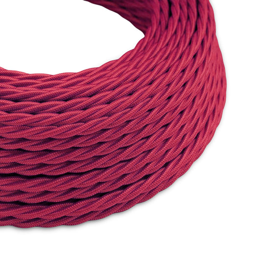 Burgundy 3 Core Twisted Vintage Fabric Cable–0.75mm Flex~3055
