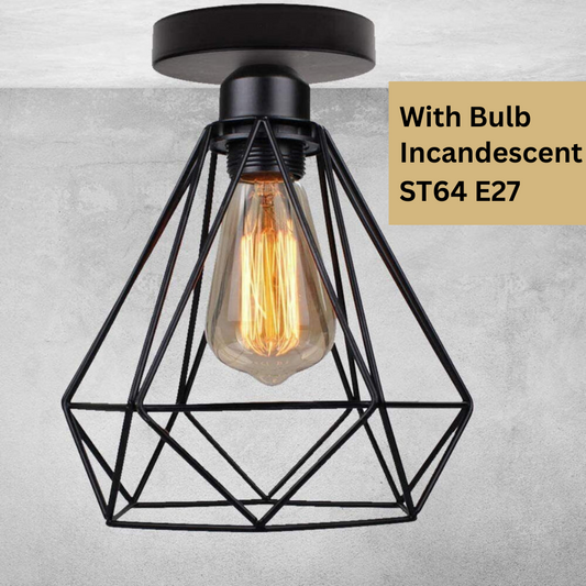 Lámpara colgante de techo empotrada Edison vintage, tipo jaula, ~2149