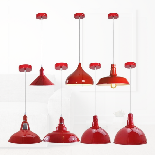 Lámpara colgante de techo retro roja para isla de cocina ~1435