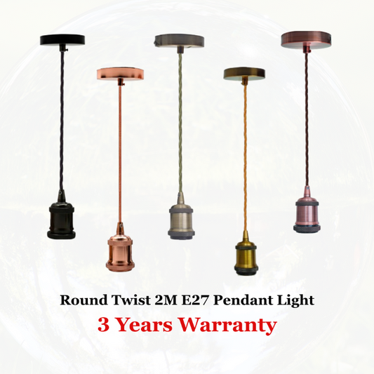 2m Fabric Flex Twisted Cable Pendant Light Set with E27 Holder~5590