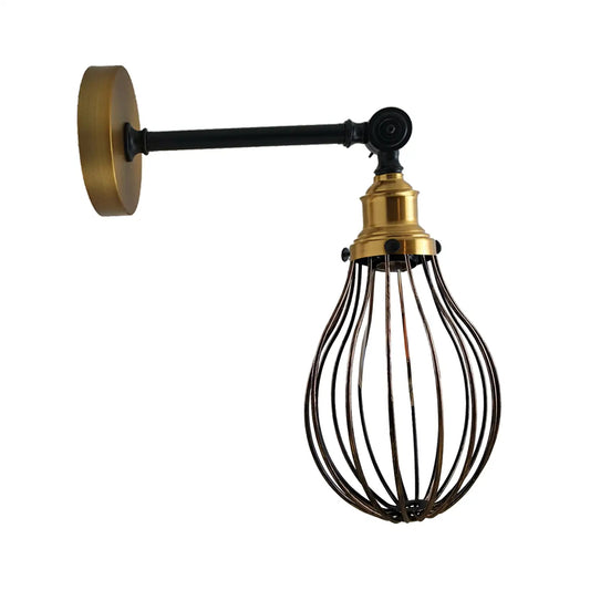 Industrial Vintage Wall Light Metal Cage E27 Brushed Copper~3480