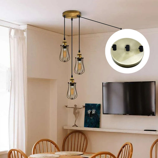 3 Outlet Green Brass Metal Ceiling Rose 120x25mm~2763