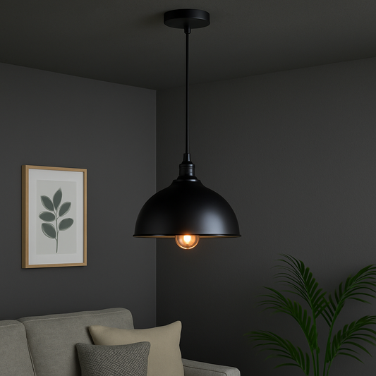 Industrial Ceiling Pendant Light Fitting with Metal Dome Lampshade ~1586