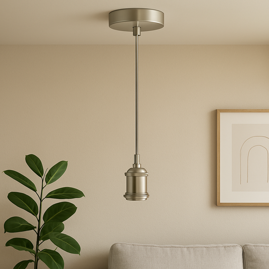 1m Black & white Round Cable With Satin Nickel Pendant Holder with assembling~3598