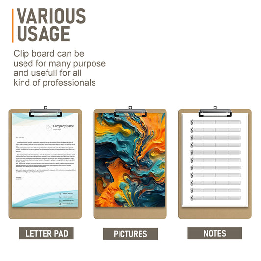 12-Pack A4 Clipboard Metal Clip Durable~5278