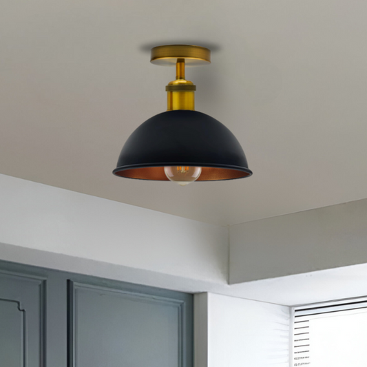 Lámpara de techo empotrada con pantalla metálica interior de oro negro ~1788