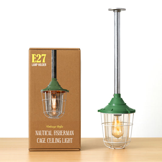 3/4 Entry Lantern Caged Steampunk Pipe Conduit Pendant Light Kit ~6102
