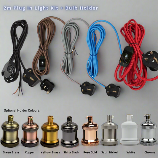 Lámpara colgante enchufable | Cable de tela de 2 m y regulador de intensidad ~1611