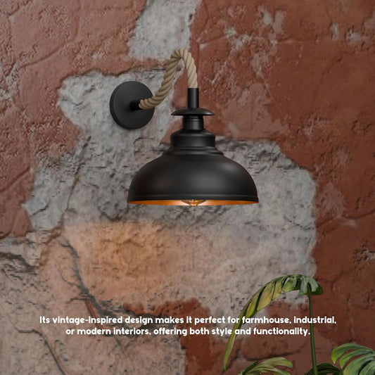 Aplique de pared negro con cuerda de iluminación ~5700