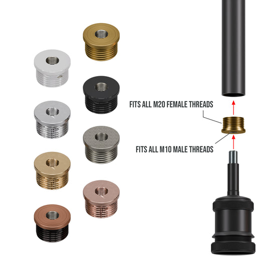 M20 metrische mannelijke naar M10 vrouwelijke draadbus reductiebuisconnector - 5561