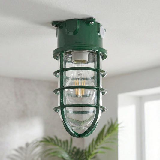 Nautical Bulkhead Flush Mount Ceiling Light Wire Cage E27 ~6546