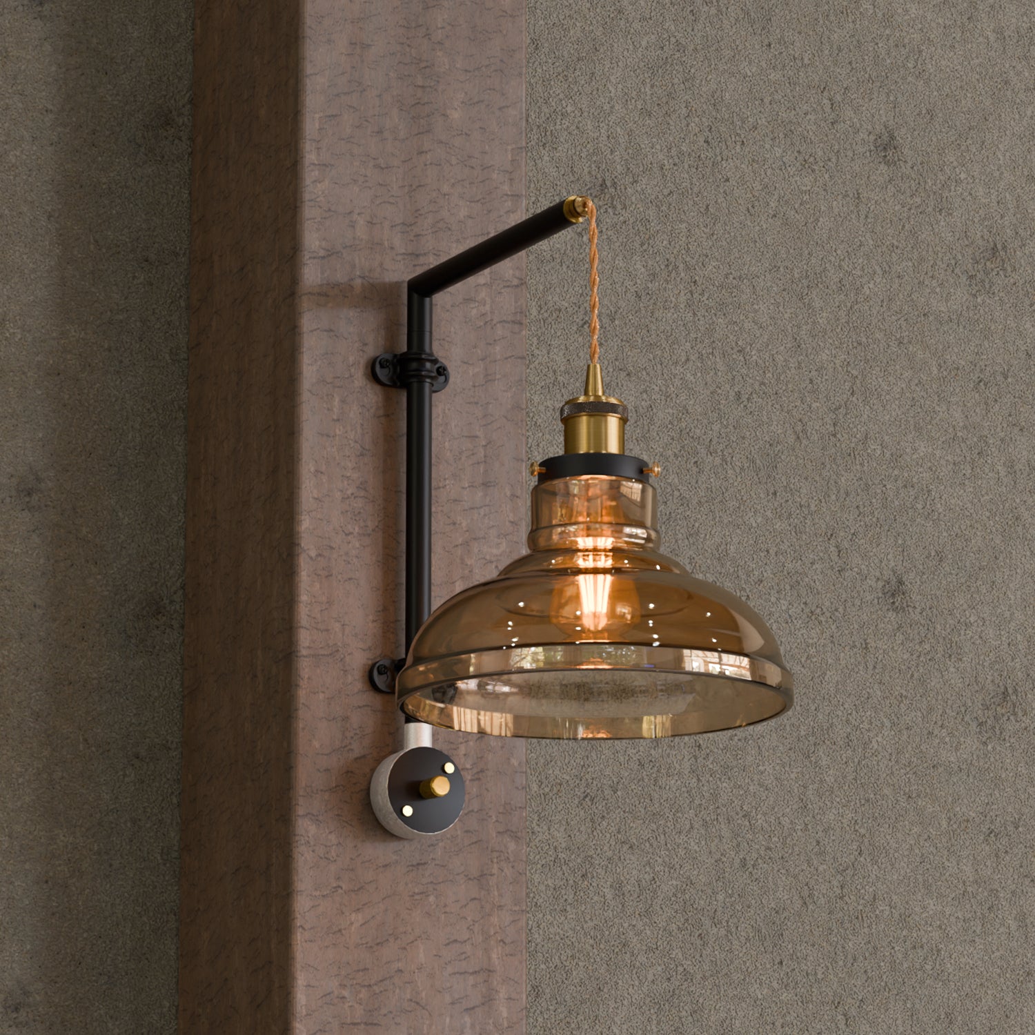Industrial 20Mm Conduit Pipe Wall Mounted Kit With Amber Glass Photo Inspiration