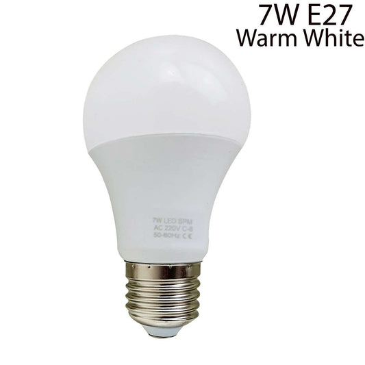 A60 Warm White LED Bulb - 7W E27 Screw Long Lasting ~ 5571