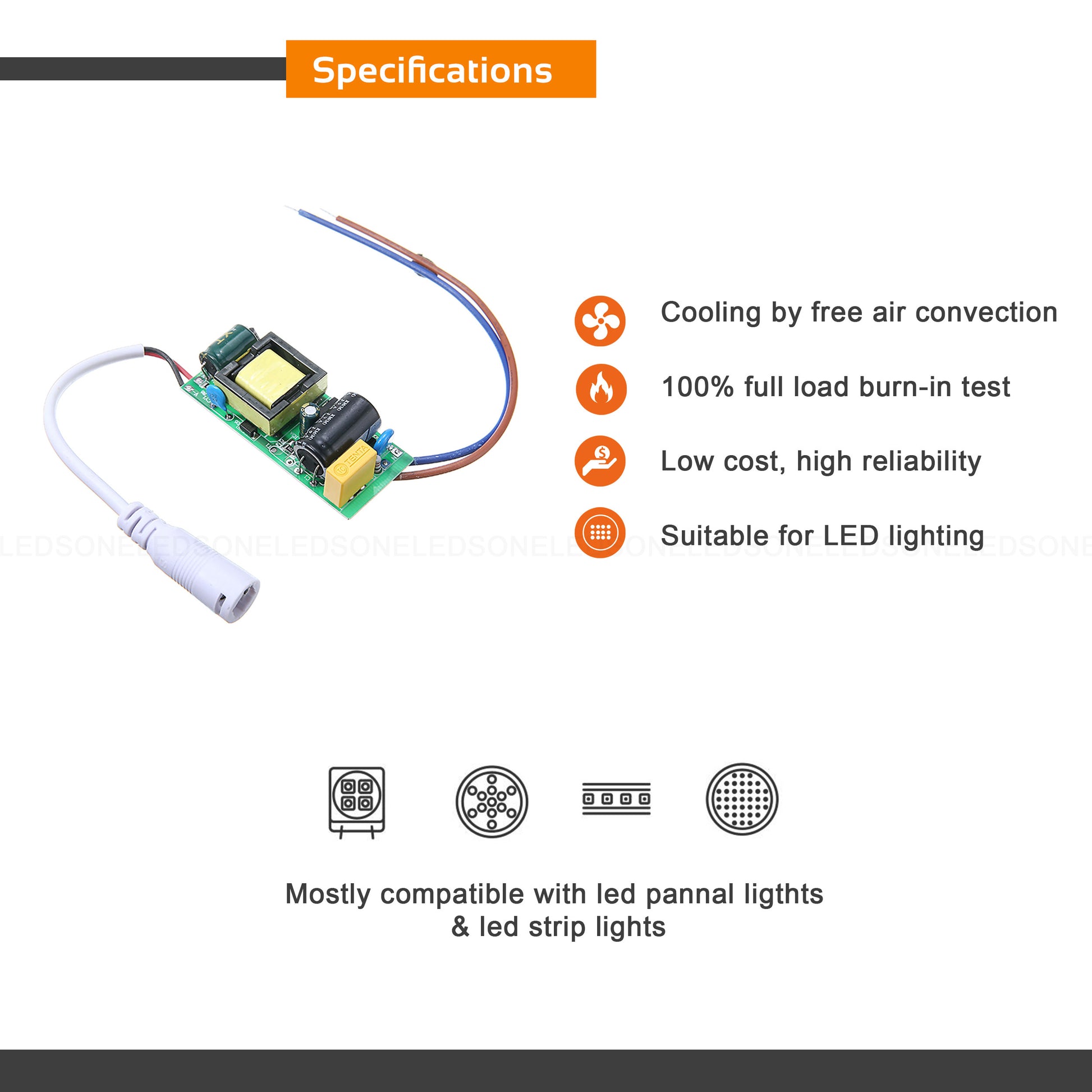 Specifications of 36w 600mAmp LED Driver