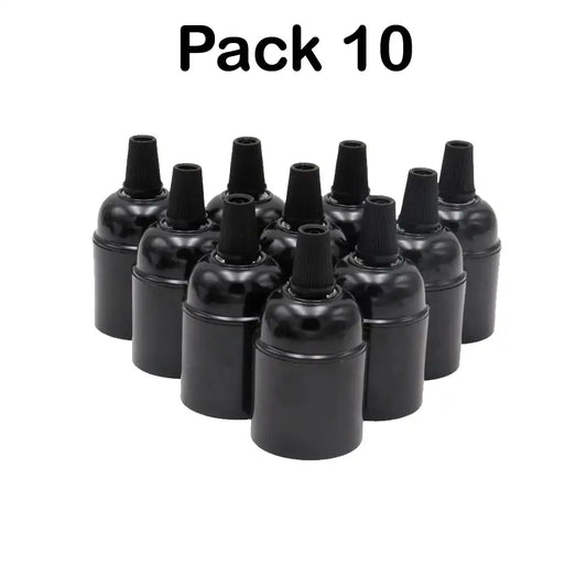 10x Vintage Industrial Black Bulb Holders | Bakelite Retro Edison
