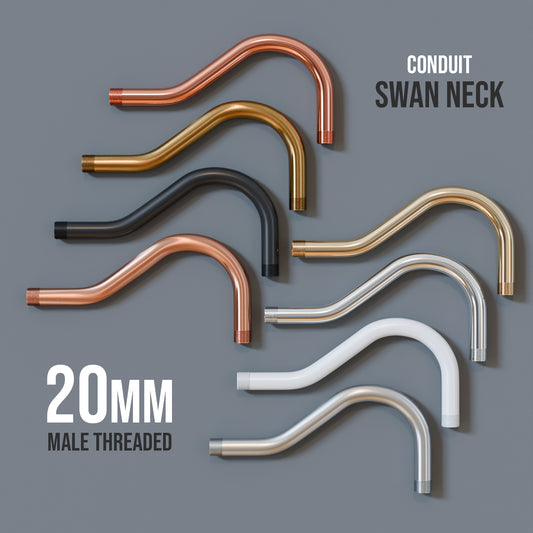 Accesorio de tubería de conducto con codo de cuello de cisne de metal, rosca macho de 20 mm -5653