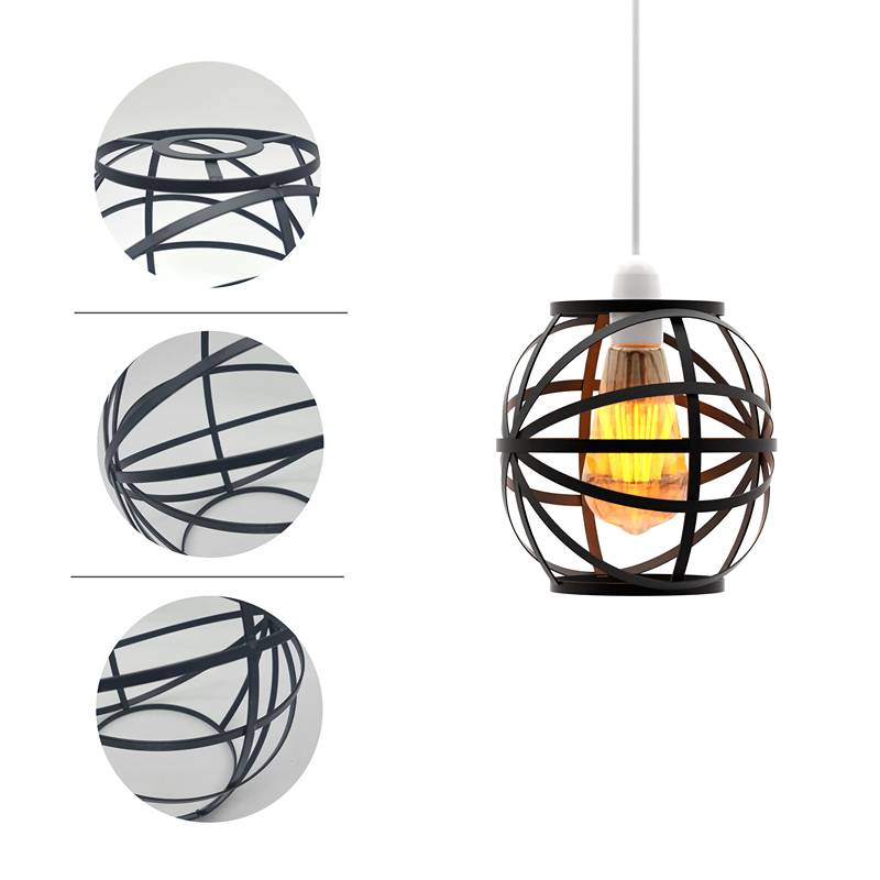Modern Black metal Wire Cage lamp shade-Detail