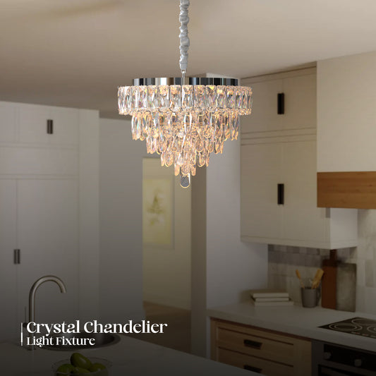 Moderne kristallen glazen laag zwarte snoer kroonluchter ronde plafondlamp ~5425