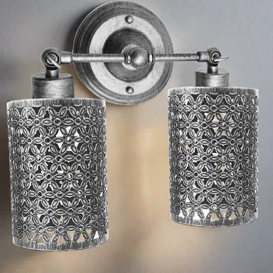 Modern Retro Brushed Silver Vintage Industrial Wall Mounted Lights Rustic Wall Sconce Lamps Fixture~2275