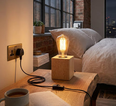 Nordic Wood Table Lamp Base E27 Plug In with Switch~4557