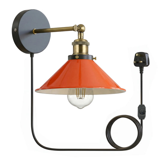 Industriële wandlamp met stekker, vintage metalen wandlamp ~5258