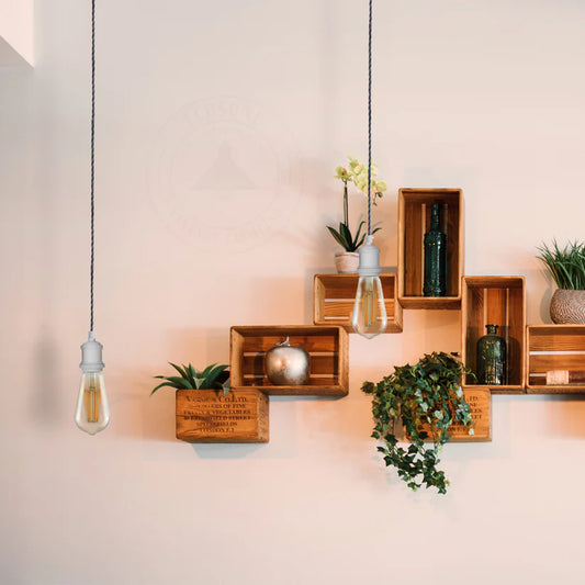 vintage style black and white twisted cable pendant lamp