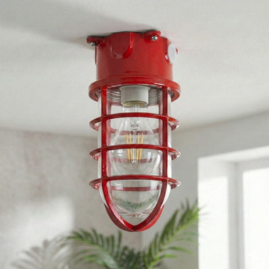 Nautical Bulkhead Flush Mount Ceiling Light Wire Cage E27 ~6546