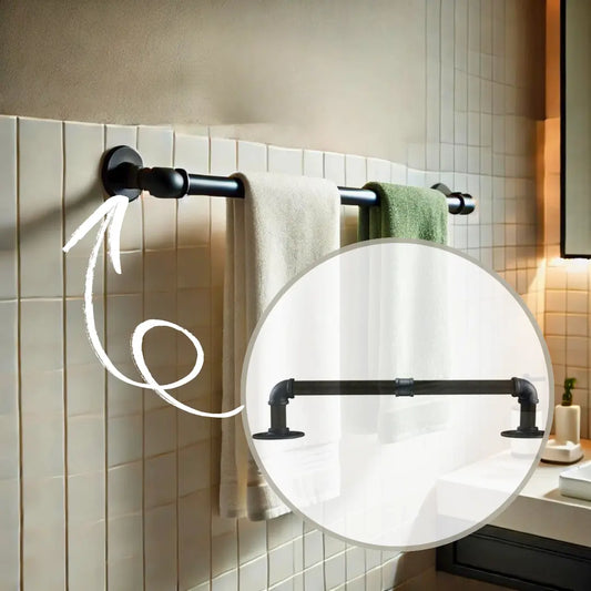 Metal Pipe Towel Rail for Bathroom Retro Industrial Style ~3581