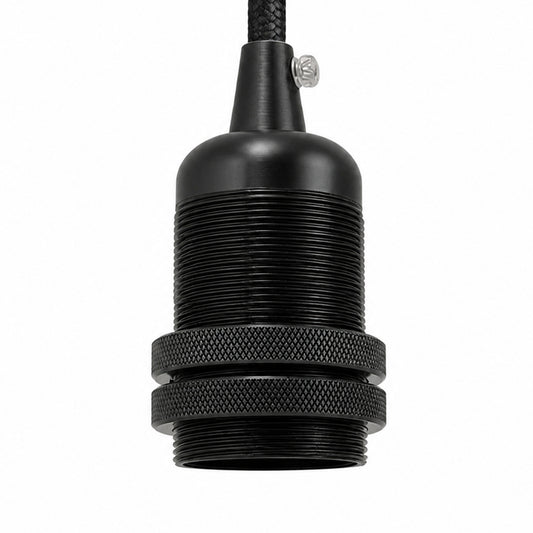 Smooth Holder With Ring Satin Black E27 Socket Ceramic Holder~2738