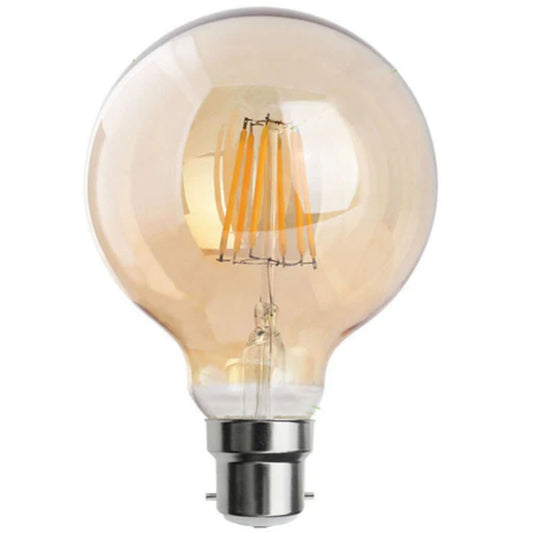 Bombilla LED vintage de filamento tipo bayoneta G95 B22 de 8 W, regulable, globo, ~3085