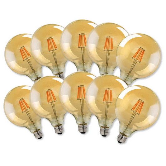 Paquete de 10 bombillas LED retro vintage G125 E27 de 8 W, regulables, con forma de globo, ~4165