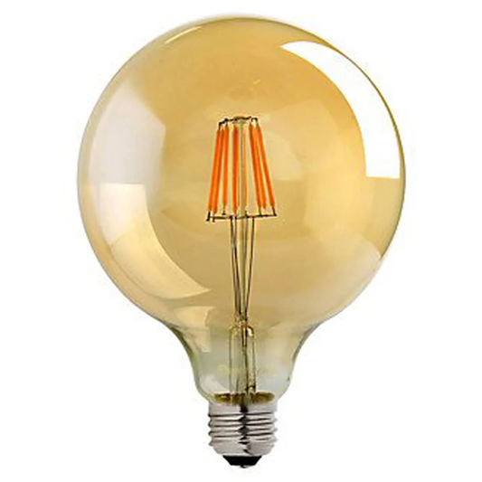 Vintage LED Filament E27 Bulb G125 8W Globe Amber Glass Screw Light Bulb ~5625