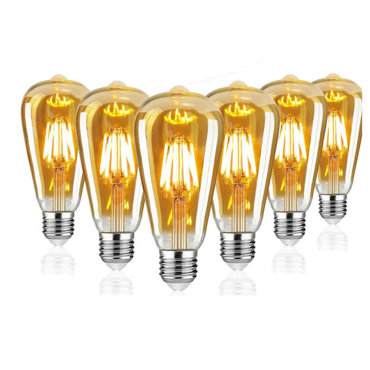 6 Pack 8W Vintage E27 base Filament LED Edison Bulb Dimmable Decorative~4162