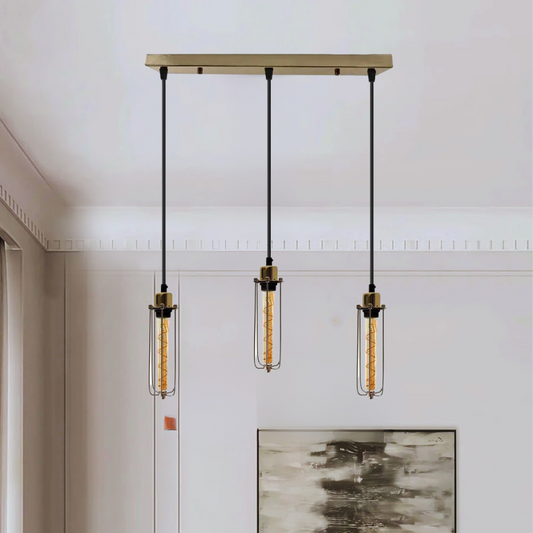 3 light wire cage pendant light