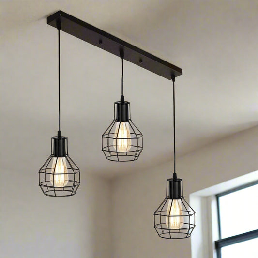 Vintage Industrial Retro 3-Way Ceiling Pendant Lamp