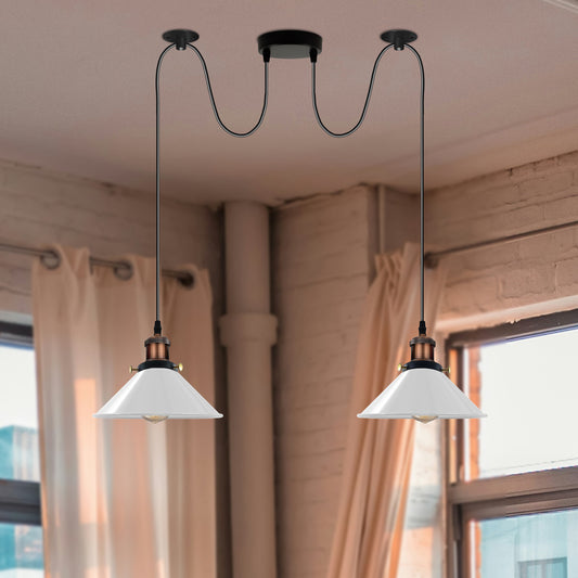 White 2 Light Ceiling Pendant Light~3498